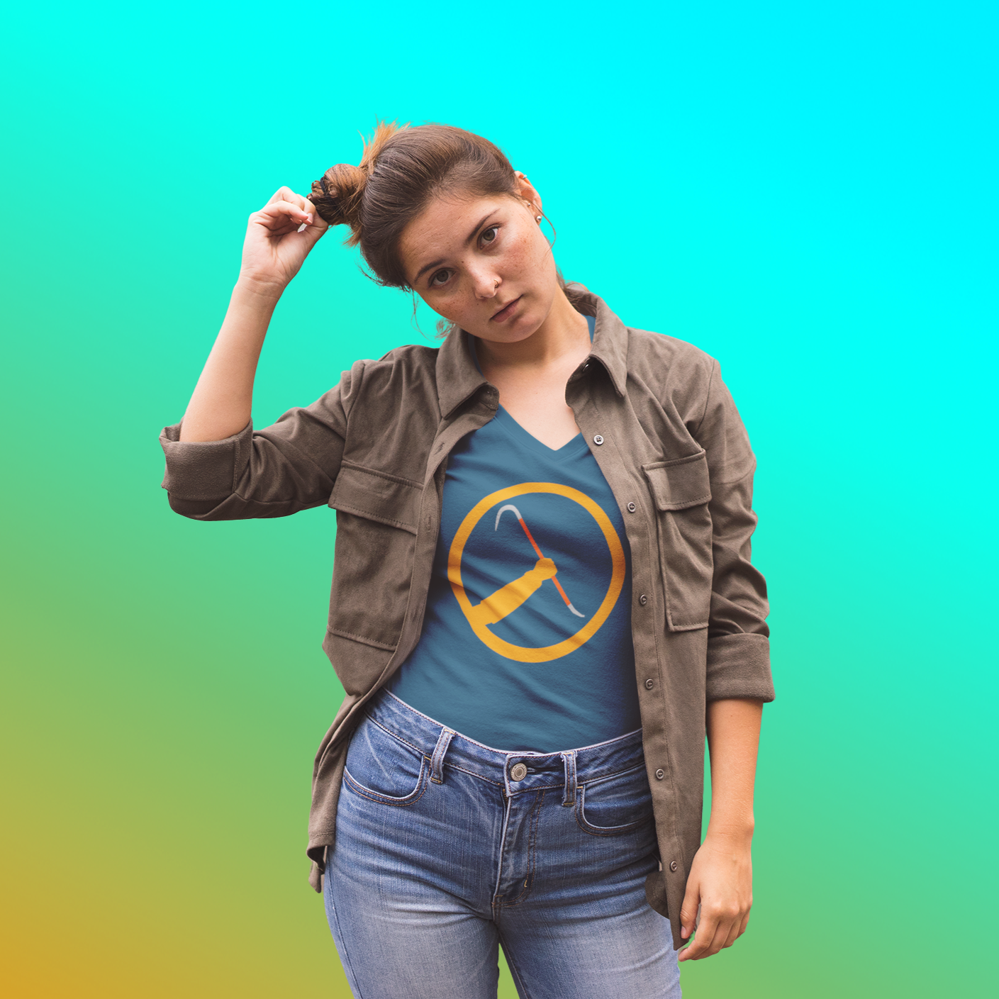 Navy Half-Life V T Shirt Gaming Fashion