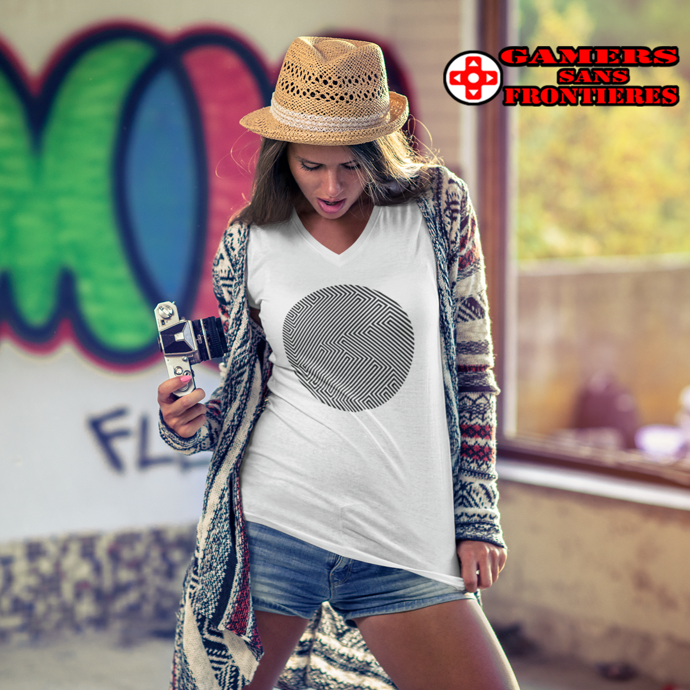 Women's V Tee - Pac-Man Stealth