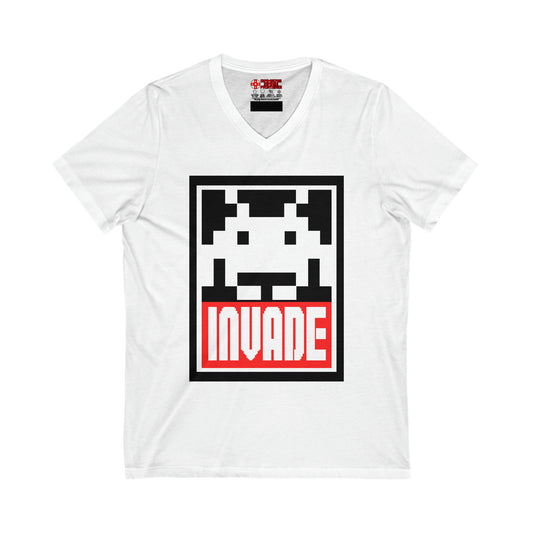 Space Invaders Men's V Tee - Invade & Obey