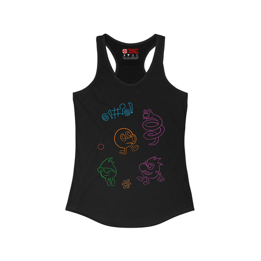 Women's Racerback Tank - Neon Q-Bert