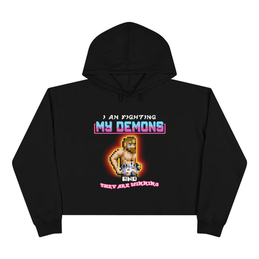 Women's Crop Hoodie - Fighting my demons