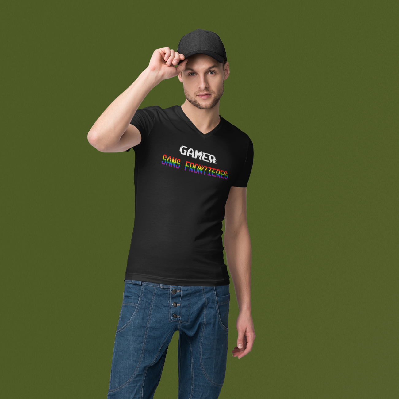 Gamers Sans Frontieres Men's V Tee - LGTB+GSF