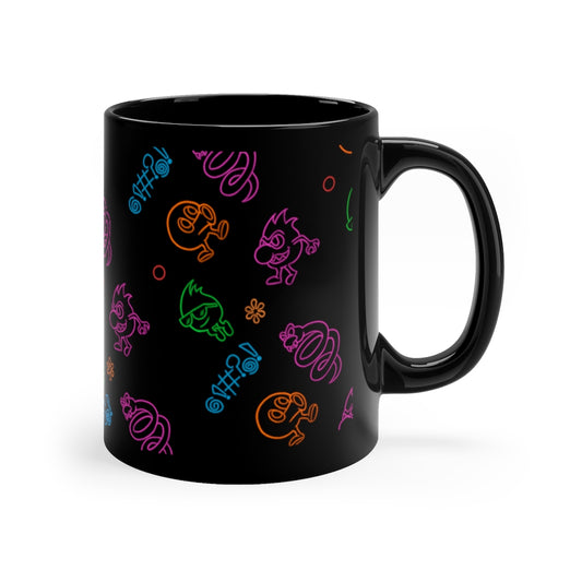 Mug 11oz - Neon Q-Bert Pattern