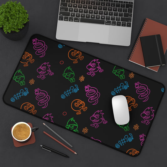 Desk Mat - Neon Q-Bert Pattern