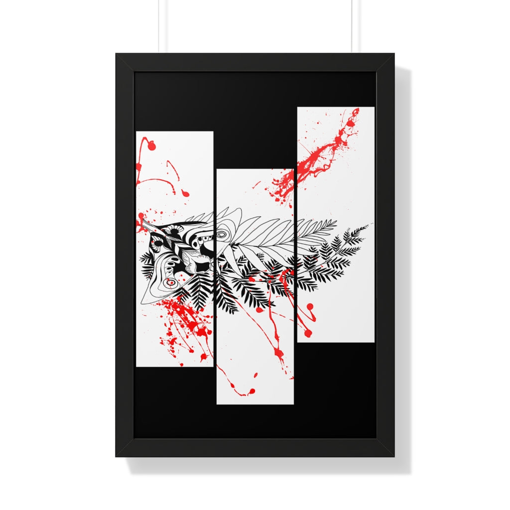 Framed Poster - Moth Tattoo White