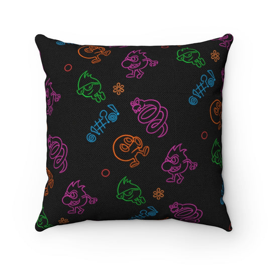 Pillow - Neon Q-Bert Pattern