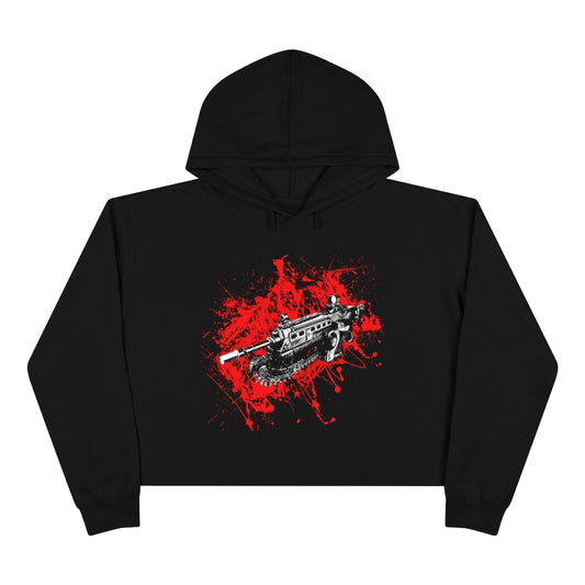 Black Gears of War Crop Hoodie Gaming Fashion