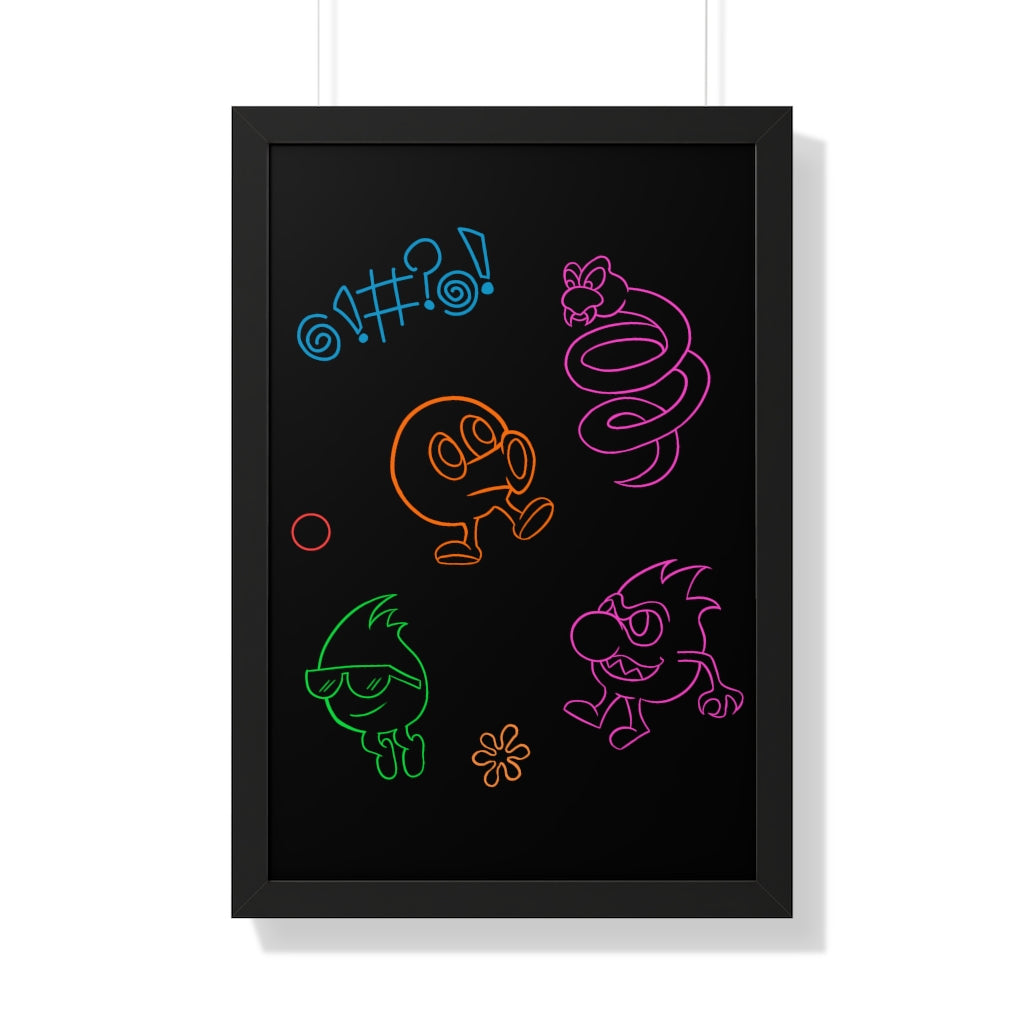 Framed Poster - Neon Q-Bert