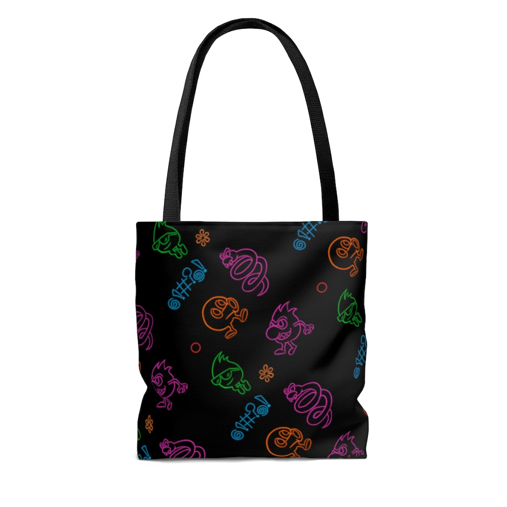 Tote Bag - Neon Q-Bert Pattern