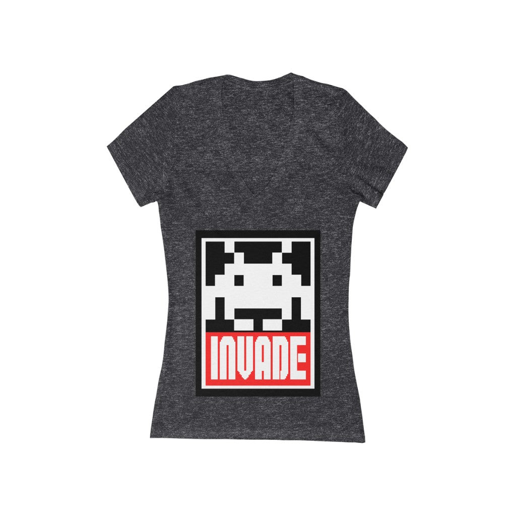 Dark Grey Heather Space Invaders V T Shirt Gaming Fashion